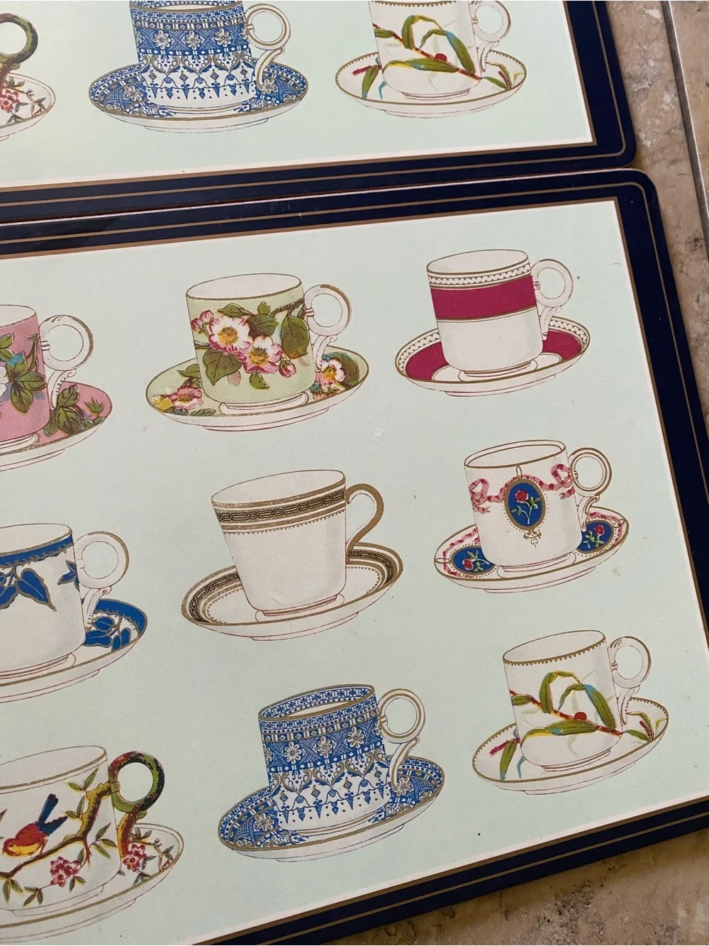 Pimpernel Made in England 4 Cork Floral Teacup Placemats 16x12 English Country